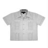 Boys Junior Guayabera Cuban Short Sleeve Embroidered 4 Pocket Shirt Kid-Omega - Light Grey - Medium view 1