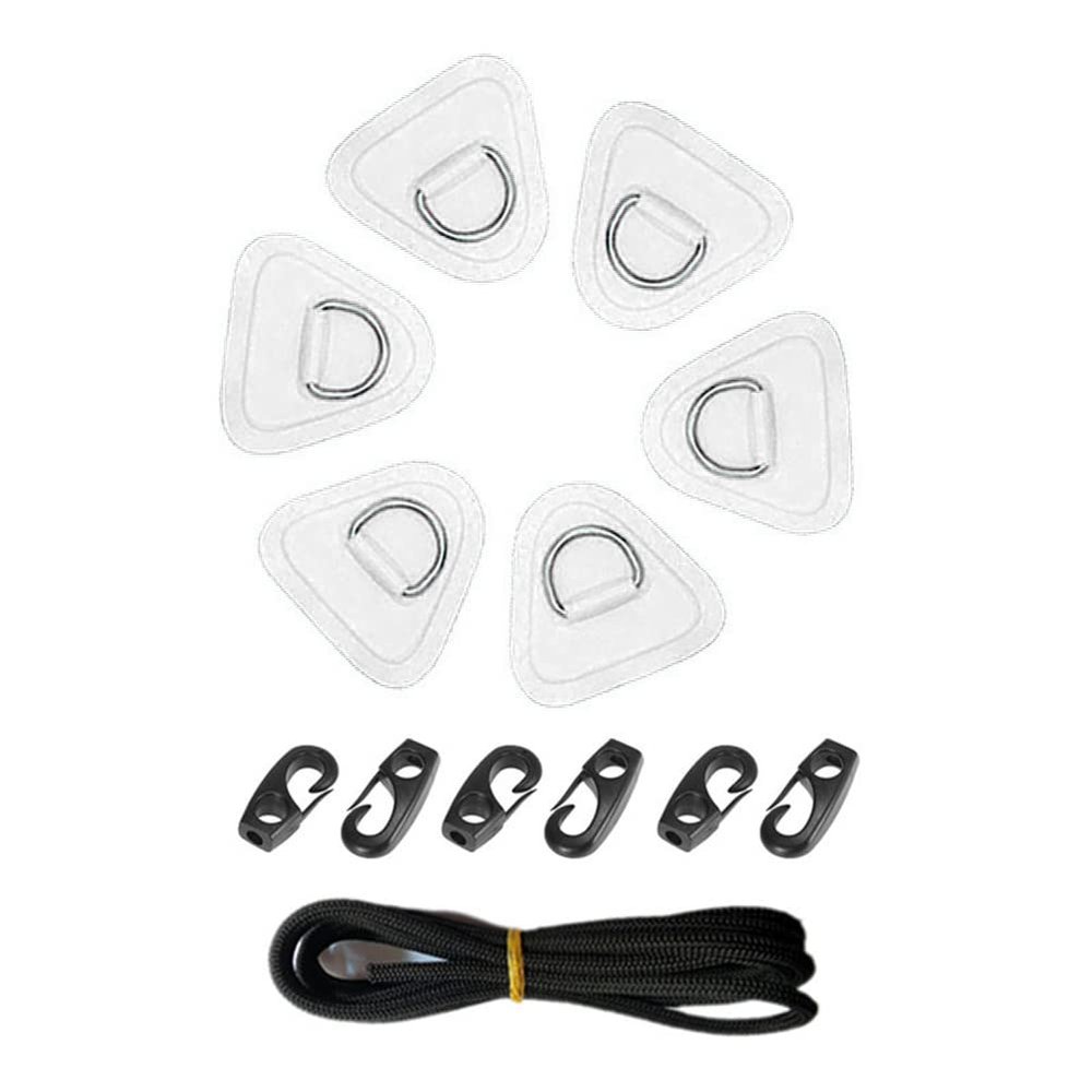 ihreesy 6PCS D-Ring Pad Patch,Inflatable Boat Canoe Raft Dinghy Fastening Hook Bracket D-Ring with Eye Plate D-Ring Pad Patch Deck Attachment Kit for Inflatable Boat Kayak Canoe,White