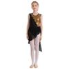 FEESHOW Girls Ballet Lyrical Dance Dress Shiny Sleeveless Cutout Back Leotard with High Low Skirt Dancing Costumes Black 14 Years view 1