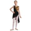 FEESHOW Girls Ballet Lyrical Dance Dress Shiny Sleeveless Cutout Back Leotard with High Low Skirt Dancing Costumes Black 14 Years view 3