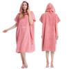 Hiturbo Changing Towel Robe, Absorbent Hooded Surf Poncho Quick-Dry Blanket Towels with Front Pocket for Swiming Surfing Aquatics One Size Unisex (Pink) view 1
