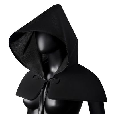 Medieval Cape Gothic Cowl Hat Halloween Costume Cosplay Capes Witch Christmas Party Vampires Wicca Hoodie Ghost Hooded Cloak (Black1)