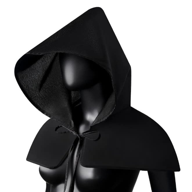 Medieval Cape Gothic Cowl Hat Halloween Costume Cosplay Capes Witch Christmas Party Vampires Wicca Hoodie Ghost Hooded Cloak (Black1)