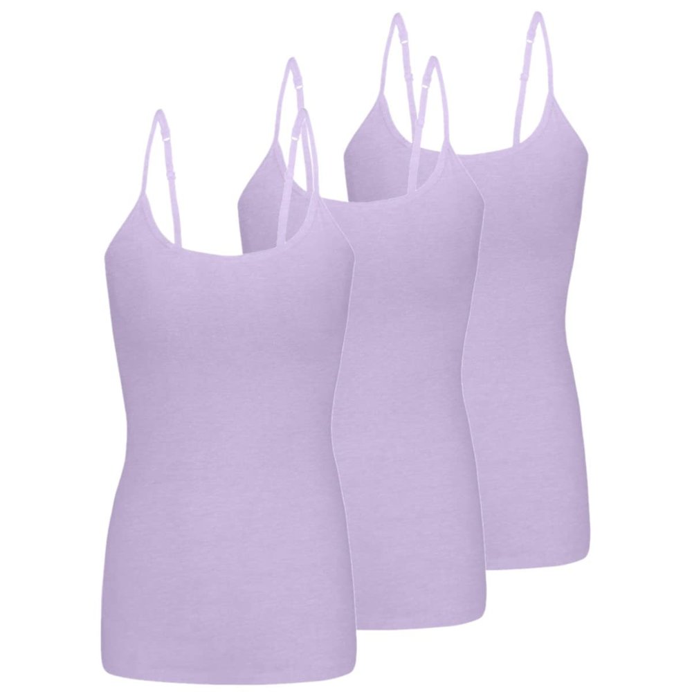 Natural Uniforms Women's Camisole with Adjustable Strap Tank Top-Breathable Cotton Stretch Multi Pack of 3 (Lavender, 3X-Large)