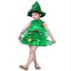 AGQT Girls Christmas Tree Costume Sleeveless Xmas Party Christmas Elf Green Multi-Layer Tulle Santa Claus Tutu Dress Size 5-6T view 1