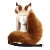 Angela0123 Faux Fur Fox Ears and Tail Set,Furry Ears Headband with Tail Fox Ears,Halloween Cosplay Party Fox Costumes (Dark Brown) view 1