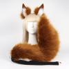 Angela0123 Faux Fur Fox Ears and Tail Set,Furry Ears Headband with Tail Fox Ears,Halloween Cosplay Party Fox Costumes (Dark Brown) view 3