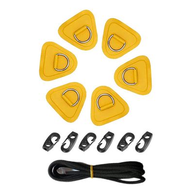 ihreesy 6PCS D-Ring Pad Patch,Inflatable Boat Canoe Raft Dinghy Fastening Hook Bracket D-Ring with Eye Plate D-Ring Pad Patch Deck Attachment Kit for Inflatable Boat Kayak Canoe,Yellow