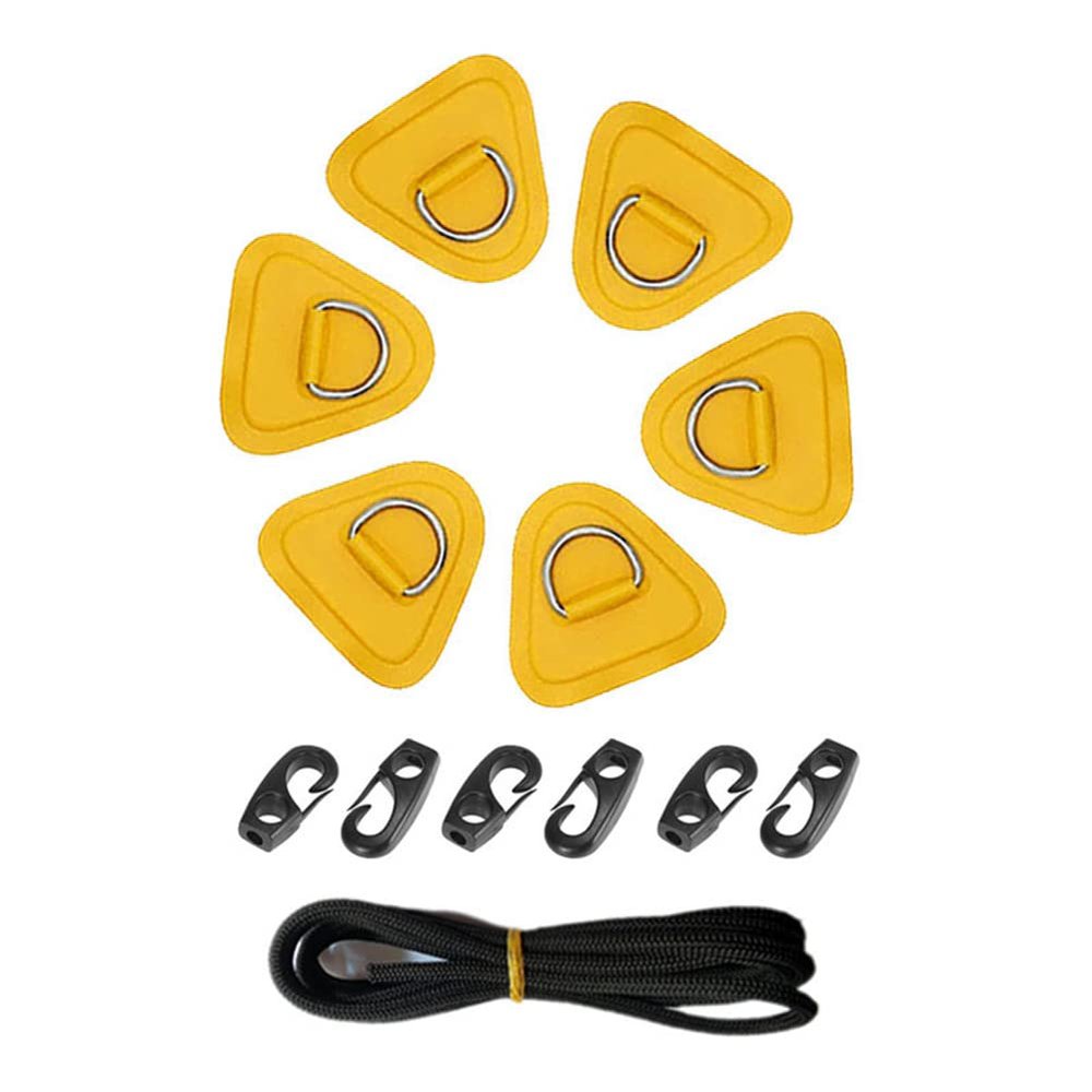ihreesy 6PCS D-Ring Pad Patch,Inflatable Boat Canoe Raft Dinghy Fastening Hook Bracket D-Ring with Eye Plate D-Ring Pad Patch Deck Attachment Kit for Inflatable Boat Kayak Canoe,Yellow