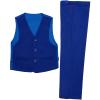 Toddler Boy Blue Suit Vest and Pants Set, Boys Formal Suit Set Wedding Outfit(2T,Royal Blue) view 1