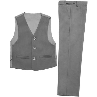 Gray Suit for Big Boys Vest and Pants Set Formal Suit Set Ring Bearer Outfit Size 12,Gray