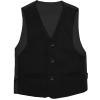 Toddler Boy Black Suit Vest and Pants Set, Boys Formal Suit Set Wedding Outfit(2T,Black) view 3