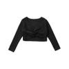Kvysinly Girls Long Sleeve Thick Knot Ruched Dance Cardigan Shrug Ballet Wrap Shrug Sweater Wrap Tops Dress Cover Up Black 11-12 Years view 3