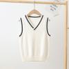 easyforever Boys Girls V Neck Uniform Knitwear Sweater Vest Sleeveless Pullover Crochet Knitted Top Waistcoat Vest White 5-6 Years view 2