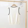 easyforever Boys Girls V Neck Uniform Knitwear Sweater Vest Sleeveless Pullover Crochet Knitted Top Waistcoat Vest White 5-6 Years view 3