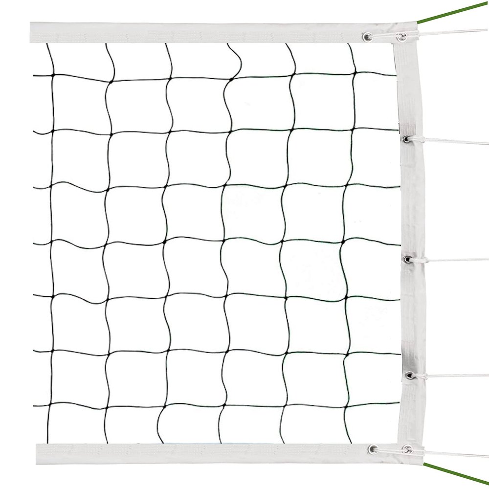 Official Tournament Sized Volleyball Net in| Outdoor with 2 Aircraft Steel Cables Top and Bottom, Four Stitched Border, Heavy Duty Pro Regulation Volleyball Nets for Backyard Schoolyard Beach