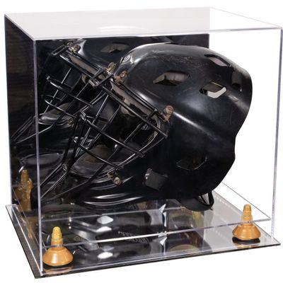 Better Display Cases Acrylic Catcher Mask Display Case with- Large Rectangle Box Mirror Case, Yellow Risers and Mirror Base 14.5" x 11" x 12" (V44/A002)