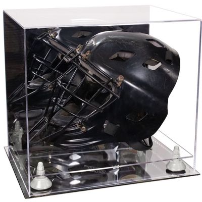 Better Display Cases Acrylic Catcher Mask Display Case with- Large Rectangle Box Mirror Case, White Risers and Mirror Base 14.5" x 11" x 12" (V44/A002)