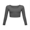Long Sleeve Crop Tops for Women Workout Basic Clothes for Teen Ladies Fitted Slim Scoop Neck Cute Yoga Shirts (Grey, X-Large) view 1
