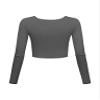 Long Sleeve Crop Tops for Women Workout Basic Clothes for Teen Ladies Fitted Slim Scoop Neck Cute Yoga Shirts (Grey, X-Large) view 2