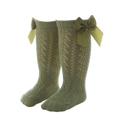 Baby Infants Toddlers Girls Knee High Socks 1 Pack Bow Long Stockings Ruffled Socks School Youth No (Green, 0-1 Years)