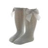 Baby Infants Toddlers Girls Knee High Socks 1 Pack Bow Long Stockings Ruffled Socks School Youth No (Grey, 3-5 Years) view 1