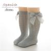 Baby Infants Toddlers Girls Knee High Socks 1 Pack Bow Long Stockings Ruffled Socks School Youth No (Grey, 3-5 Years) view 2