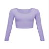Long Sleeve Crop Tops for Women Workout Basic Clothes for Teen Ladies Fitted Slim Scoop Neck Cute Yoga Shirts (Lavender, X-Large) view 1