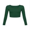 Long Sleeve Crop Tops for Women Workout Basic Clothes for Teen Ladies Fitted Slim Scoop Neck Cute Yoga Shirts (Green, Medium) view 1