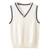 Aislor Boys Girls V Neck Knitted Sweater Vest Kids Uniform Knitwear Sleeveless Pullover Crochet Vest Tank Top Waistcoat White 2-3 Years view 1