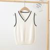 Aislor Boys Girls V Neck Knitted Sweater Vest Kids Uniform Knitwear Sleeveless Pullover Crochet Vest Tank Top Waistcoat White 2-3 Years view 2