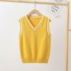 Aislor Boys Girls V Neck Knitted Sweater Vest Kids Uniform Knitwear Sleeveless Pullover Crochet Vest Tank Top Waistcoat Yellow 9-10 Years view 2