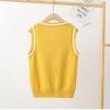 Aislor Boys Girls V Neck Knitted Sweater Vest Kids Uniform Knitwear Sleeveless Pullover Crochet Vest Tank Top Waistcoat Yellow 9-10 Years view 3