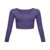 Long Sleeve Crop Tops for Women Workout Basic Clothes for Teen Ladies Fitted Slim Scoop Neck Cute Yoga Shirts (Deep Purple, Large) view 1