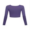 Long Sleeve Crop Tops for Women Workout Basic Clothes for Teen Ladies Fitted Slim Scoop Neck Cute Yoga Shirts (Deep Purple, Large) view 2