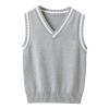 Aislor Boys Girls V Neck Knitted Sweater Vest Kids Uniform Knitwear Sleeveless Pullover Crochet Vest Tank Top Waistcoat Grey 9-10 Years view 1