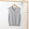 Aislor Boys Girls V Neck Knitted Sweater Vest Kids Uniform Knitwear Sleeveless Pullover Crochet Vest Tank Top Waistcoat Grey 9-10 Years view 2