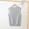 Aislor Boys Girls V Neck Knitted Sweater Vest Kids Uniform Knitwear Sleeveless Pullover Crochet Vest Tank Top Waistcoat Grey 9-10 Years view 3
