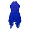 JEATHA Women's Sleeveless Lyrical Ballet Dance Dress Illusion Mesh Sequins Tank Leotard Dresses Latin Jazz Dancewear Royal_Blue C X-Large view 4