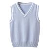 Aislor Boys Girls V Neck Knitted Sweater Vest Kids Uniform Knitwear Sleeveless Pullover Crochet Vest Tank Top Waistcoat Light Blue 2-3 Years view 1