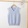 Aislor Boys Girls V Neck Knitted Sweater Vest Kids Uniform Knitwear Sleeveless Pullover Crochet Vest Tank Top Waistcoat Light Blue 2-3 Years view 2