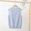 Aislor Boys Girls V Neck Knitted Sweater Vest Kids Uniform Knitwear Sleeveless Pullover Crochet Vest Tank Top Waistcoat Light Blue 2-3 Years view 3