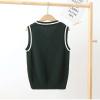 Aislor Boys Girls V Neck Knitted Sweater Vest Kids Uniform Knitwear Sleeveless Pullover Crochet Vest Tank Top Waistcoat Dark Green 2-3 Years view 3