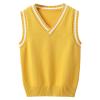 Aislor Boys Girls V Neck Knitted Sweater Vest Kids Uniform Knitwear Sleeveless Pullover Crochet Vest Tank Top Waistcoat Yellow 11-12 Years view 1