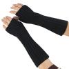 Fashion Women Knitted Fingerless Gloves Winter Soft Warm Mittens Arm Warmer Long Gloves with Thumb (Black, One Size) view 1