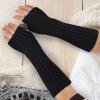 Fashion Women Knitted Fingerless Gloves Winter Soft Warm Mittens Arm Warmer Long Gloves with Thumb (Black, One Size) view 2