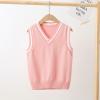 Aislor Boys Girls V Neck Knitted Sweater Vest Kids Uniform Knitwear Sleeveless Pullover Crochet Vest Tank Top Waistcoat Pink 9-10 Years view 2