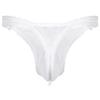 FEESHOW Mens Sexy Lace Thongs Sissy Underwear Transparent Bikini G-strings Seamless Jockstrap Thongs White Large view 2