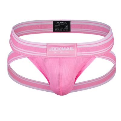 JOCKMAIL Men's Jockstrap Athletic Supporter Low Rise Briefs Sport Underwear Pink