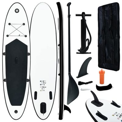 Inflatable Stand Up Paddleboard Set,with Premium SUP Accessories, Carry Bag, Wide Stance, Bottom Fin for Paddling, Surf Control, Repair kit,Non-Slip Deck,Black and WhiteDesigned for Adults